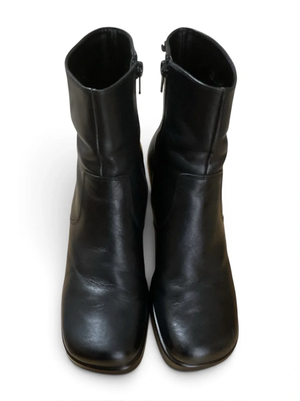 Michelle D Black Leather Chunky Platform Ankle Boots Size 8M